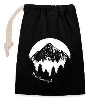 Trail Running Trail Run Traillauf Laufsport - Sac cadeau en coton avec cordon (14 x 20 cm) - noir - Devant