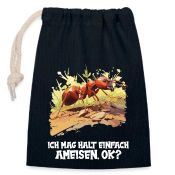 Ant Ameisen Ameise - Verschließbarer Geschenkbeutel aus Baumwolle (14x20cm) - Navy - Vorne
