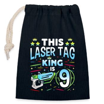 Lasertag King Is 9 Birthday Boy Indoor Laser Tag - Verschließbarer Geschenkbeutel aus Baumwolle (14x20cm) - Navy - Vorne