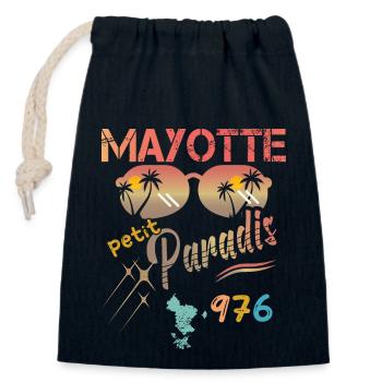 idee cadeau design graphique carte de Mayotte 976 - Sac cadeau en coton avec cordon (14 x 20 cm) - bleu marine - Devant