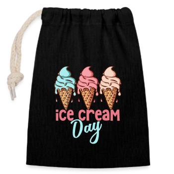 Ice Cream Day Cone Scoop Summer - Verschließbarer Geschenkbeutel aus Baumwolle (14x20cm) - Schwarz - Vorne