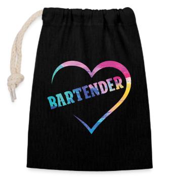 Bartender Mixologist Heart - Verschließbarer Geschenkbeutel aus Baumwolle (14x20cm) - Schwarz - Vorne