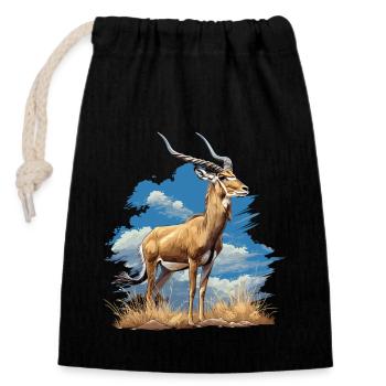 Antelope Antilopen Antilope - Closable cotton gift bag (14x20cm) - black - Front