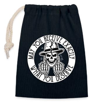 Edgy Skeleton Design - Schwarzer Humor Statement Art - Verschließbarer Geschenkbeutel aus Baumwolle (14x20cm) - Navy - Vorne