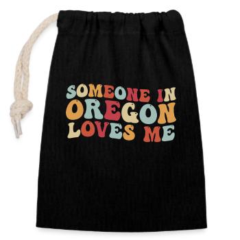 Quelqu’un dans l’Oregon m’aime - Sac cadeau en coton avec cordon (14 x 20 cm) - noir - Devant