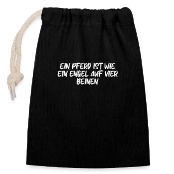 Riding - A horse is like an angel on four - Closable cotton gift bag (14x20cm) - black - Front