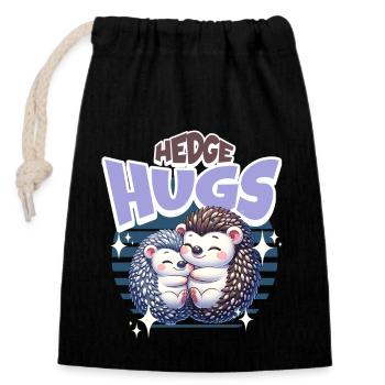 Hedgehog Hugs - Closable cotton gift bag (14x20cm) - black - Front