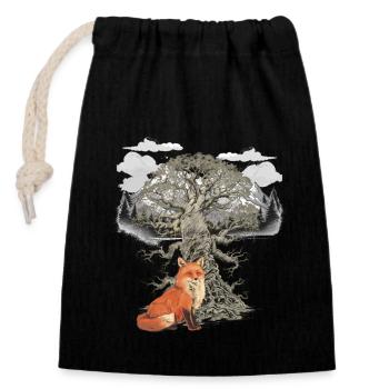 Renard, Renards, Animaux De La Forêt, Montagnes, Nature, Faune - Sac cadeau en coton avec cordon (14 x 20 cm) - noir - Devant