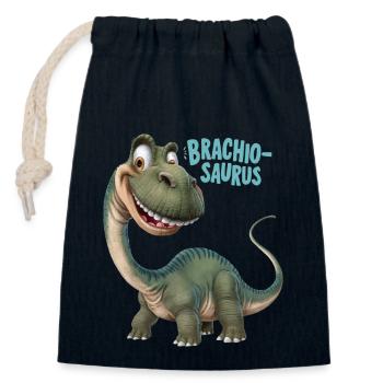 DINOSAURIER, BRACHIO SAURUS - Verschließbarer Geschenkbeutel aus Baumwolle (14x20cm) - Navy - Vorne