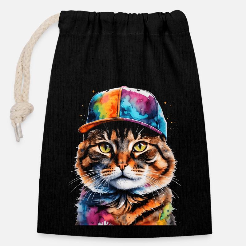 Casquette Snapback Coloré Imprimé Motif D’animal Drôle - Sac cadeau en coton avec cordon (14 x 20 cm) - noir