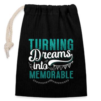 Events Coordinator Turning Dreams Into Planning - Closable cotton gift bag (14x20cm) - black - Front