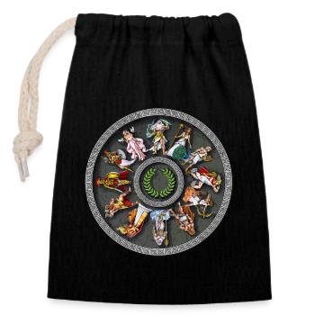 Dieux de la mythologie grecque antique - Sac cadeau en coton avec cordon (14 x 20 cm) - noir - Devant
