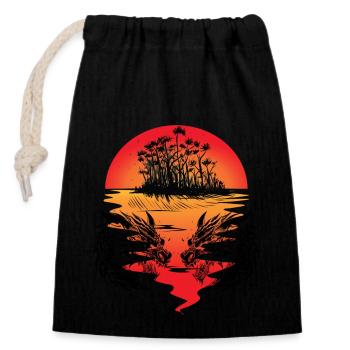 Dragon South Sea Island Fantasy Sunset Sea - Closable cotton gift bag (14x20cm) - black - Front