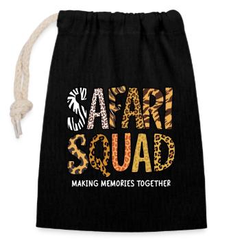 Safari Squad crée des souvenirs ensemble - Sac cadeau en coton avec cordon (14 x 20 cm) - noir - Devant