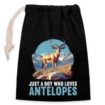 Antelope Antilopen Antilope - Closable cotton gift bag (14x20cm) - black - Front