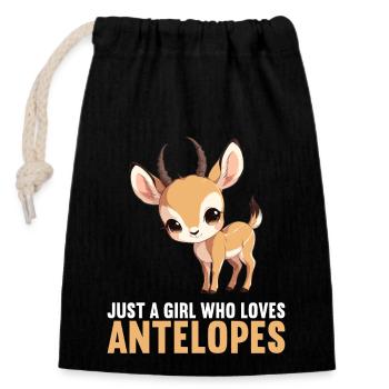 Antelope Antilopen Antilope - Closable cotton gift bag (14x20cm) - black - Front