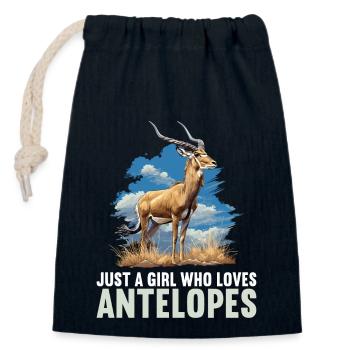 Antelope Antilopen Antilope - Closable cotton gift bag (14x20cm) - navy - Front