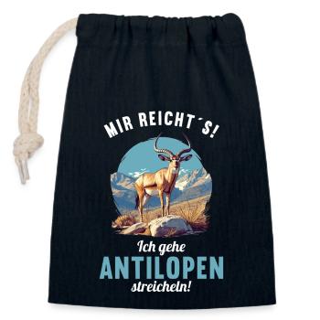 Antelope Antilopen Antilope - Closable cotton gift bag (14x20cm) - navy - Front
