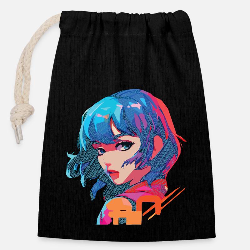 Joi - Sac cadeau en coton avec cordon (14 x 20 cm) - noir
