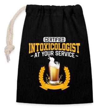 Bartender Mixologist Certified - Closable cotton gift bag (14x20cm) - black - Front