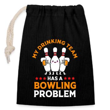 Bowling Bowler Bowling Skittles Bowling Ball - Closable cotton gift bag (14x20cm) - black - Front