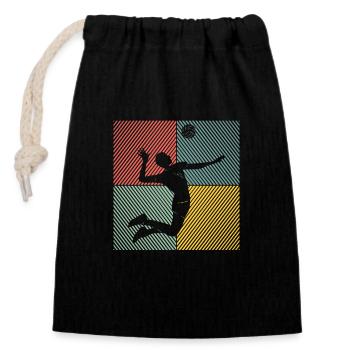 Ballon de volley-ball vintage Joueur de volley-ball - Sac cadeau en coton avec cordon (14 x 20 cm) - noir - Devant