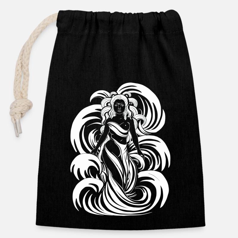 Aztec god Aztec mythology Chalchiuhtotolin - Closable cotton gift bag (14x20cm) - black