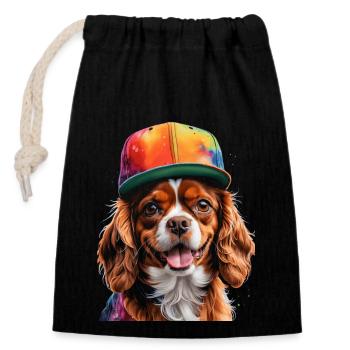 Cavalier King Charles Spaniel Snapback Cap Dog - Closable cotton gift bag (14x20cm) - black - Front