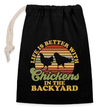 chicken breeder rooster hen backyard chickens - Closable cotton gift bag (14x20cm) - black - Front