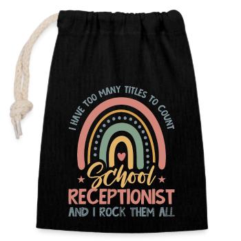 Réceptionniste J’ai trop de titres administratifs - Sac cadeau en coton avec cordon (14 x 20 cm) - noir - Devant