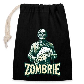 Zombie Zombrie Brie Cheese Halloween Zombie Cheese - Closable cotton gift bag (14x20cm) - black - Front