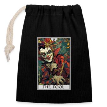 Tarotkarten Tarotkarte The Fool Der Narr - Verschließbarer Geschenkbeutel aus Baumwolle (14x20cm) - Schwarz - Vorne