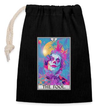 Tarotkarten Tarotkarte The Fool Der Narr - Verschließbarer Geschenkbeutel aus Baumwolle (14x20cm) - Schwarz - Vorne