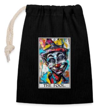Tarotkarten Tarotkarte The Fool Der Narr - Verschließbarer Geschenkbeutel aus Baumwolle (14x20cm) - Schwarz - Vorne