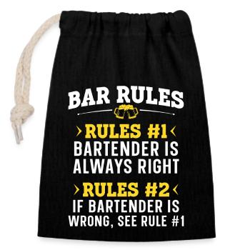 Bartender Mixologist Bar Rules - Closable cotton gift bag (14x20cm) - black - Front