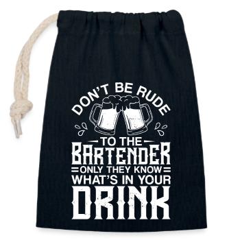 Bartender Mixologist Don't Be Rude - Closable cotton gift bag (14x20cm) - navy - Front