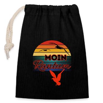 Moin Rantum avec mouette dans le style rétro Sylt-Rantum - Sac cadeau en coton avec cordon (14 x 20 cm) - noir - Devant