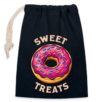 DONUTS, SWEET TREATS - Closable cotton gift bag (14x20cm) - navy - Front