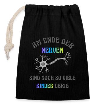 Am Ende der Nerven - Verschließbarer Geschenkbeutel aus Baumwolle (14x20cm) - Schwarz - Vorne