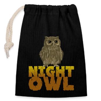 Night Owl Nocturnal Predator Bird Lover Animals - Closable cotton gift bag (14x20cm) - black - Front