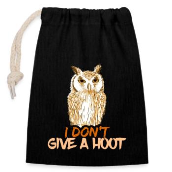 I Don't Give A Hoot Funny Owl Nocturnal Birds Love - Closable cotton gift bag (14x20cm) - black - Front