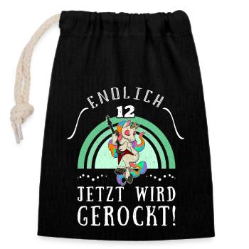 Rock Musik Regenbogen Einhorn Rock Metall - Verschließbarer Geschenkbeutel aus Baumwolle (14x20cm) - Schwarz - Vorne