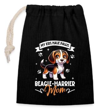 Maman Beagle Harrier - Sac cadeau en coton avec cordon (14 x 20 cm) - noir - Devant