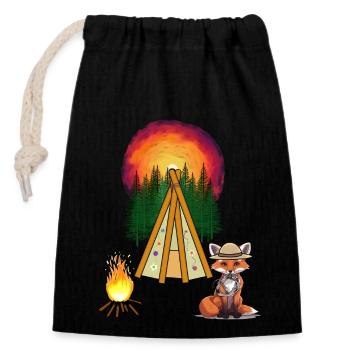 Teepee Campfire Wild West Fox Woodland Western - Closable cotton gift bag (14x20cm) - black - Front