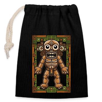 Aztekischer Gott Alte Mythologie Xipe Totec - Verschließbarer Geschenkbeutel aus Baumwolle (14x20cm) - Schwarz - Vorne