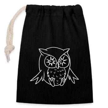 Owl Sun Eyes Bird Of Prey Nocturnal Predator Bird - Closable cotton gift bag (14x20cm) - black - Front