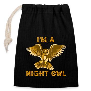 I'm A Night Owl Nocturnal Predator Birds Lover - Closable cotton gift bag (14x20cm) - black - Front