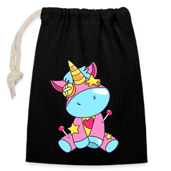 Voodoo Unicorn - Closable cotton gift bag (14x20cm) - black - Front
