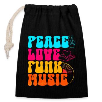 Paix Amour Musique Funk - Sac cadeau en coton avec cordon (14 x 20 cm) - noir - Devant