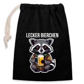 raton laveur avec de la bière Yummy Beer Beer Meme - Sac cadeau en coton avec cordon (14 x 20 cm) - noir - Devant